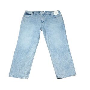 Abercrombie 22 Short 90s Straight Ultra High Rise Jeans Light Wash Blue Size 36